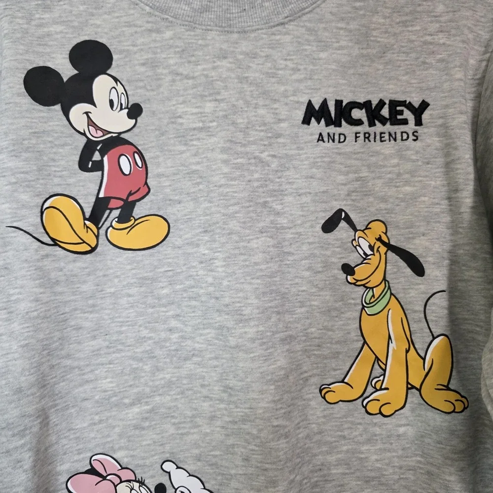 Disney Mickey Minnie Goofy Pluto Graphic Sweatshirt Small Gray‎ Crewneck - Picture 5 of 9